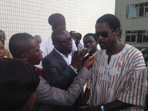 Edwin Kweku Andoh Baffour, FSG Communication Director, speaks to the media (photo by author).
